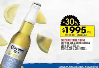 Coto Cerveza sin alcohol corona cero oferta