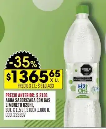 Coto H2OH! agua saborizada con gas limoneto oferta