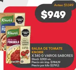 Supermercados Tadicor Knorr salsa de tomate oferta