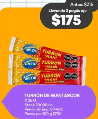 Supermercados Tadicor Arcor turrón de maní oferta