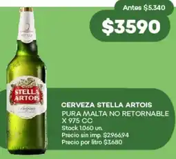 Supermercados Tadicor Cerveza stella artois pura malta no retornable oferta