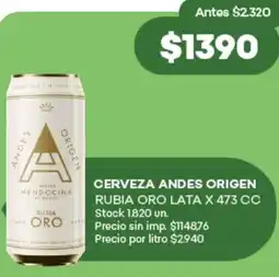 Supermercados Tadicor Cerveza andes origen rubia oro lata oferta