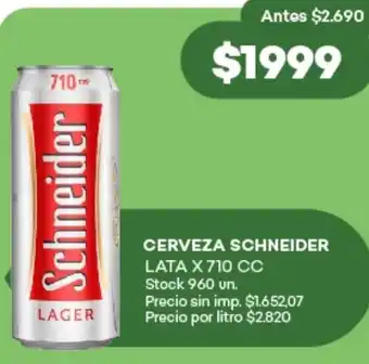 Supermercados Tadicor Cerveza schneider lata oferta