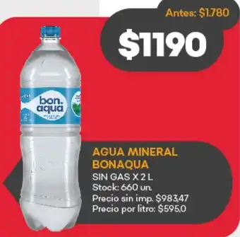 Supermercados Tadicor Bonaqua agua mineral sin gas oferta