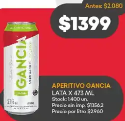 Supermercados Tadicor Gancia aperitivo lata oferta