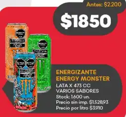 Supermercados Tadicor Energizante energy monster lata oferta