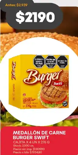 Supermercados Tadicor Medallón de carne burger swift oferta