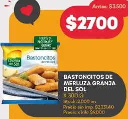 Supermercados Tadicor Bastoncitos de merluza granja del sol oferta