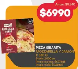 Supermercados Tadicor Pizza sibarita mozzarella y jamón oferta