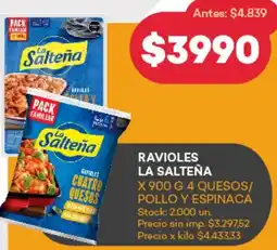 Supermercados Tadicor La salteña ravioles oferta