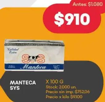 Supermercados Tadicor Sys manteca oferta