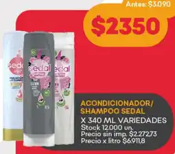 Supermercados Tadicor Sedal acondicionador/ shampoo oferta