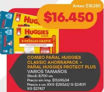 Supermercados Tadicor Huggies combo pañal classic ahorrapack oferta