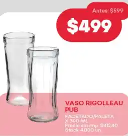 Supermercados Tadicor Vaso rigolleau pub facetado/paleta oferta