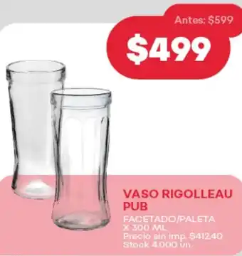 Supermercados Tadicor Vaso rigolleau pub facetado/paleta oferta