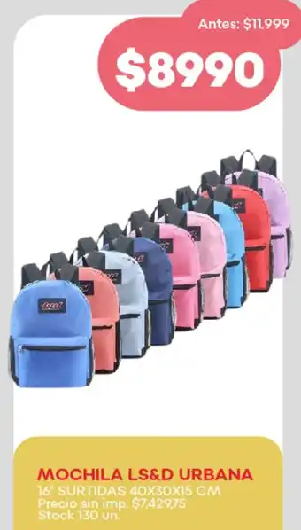 Supermercados Tadicor Mochila ls&d urbana 16" oferta