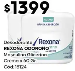 Diarco Rexona odorono desodorante masculino glicerina crema oferta