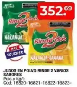 Maxiconsumo Jugos en polvo rinde 2 varios sabores oferta