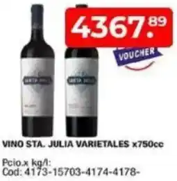 Maxiconsumo Vino sta. julia varietales oferta