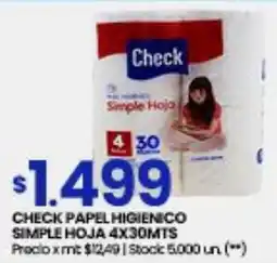 Changomas Check papel higienico simple hoja oferta