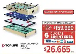 Carrefour Toplife mesa de juegos 4 en 1 oferta