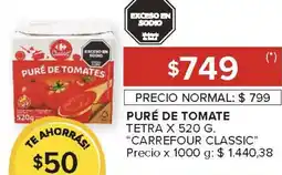 Carrefour Carrefour classic puré de tomate tetra oferta