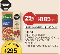 Carrefour Knorr salsa filetto/pizza/ pomarola tradicional doy pack oferta