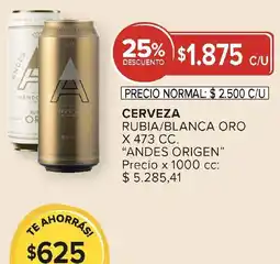 Carrefour Andes origen cerveza rubia/blanca oro oferta