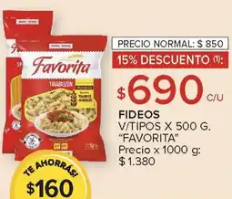 Carrefour Favorita fideos v/tipos oferta