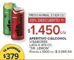 Carrefour Dr. lemon aperitivo c/alcohol v/sabores oferta