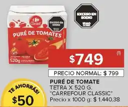 Carrefour Carrefour classic puré de tomate tetra oferta