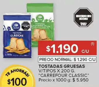 Carrefour Carrefour classic tostadas gruesas v/tipos oferta