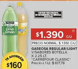 Carrefour Carrefour classic gaseosa regular/light v/sabores botella oferta