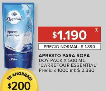 Carrefour Carrefour essential apresto para ropa doy pack oferta