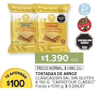 Carrefour Carrefour classic tostadas de arroz clásicas/sin sal sin gluten oferta