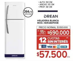 Carrefour Drean heladera blanca oferta