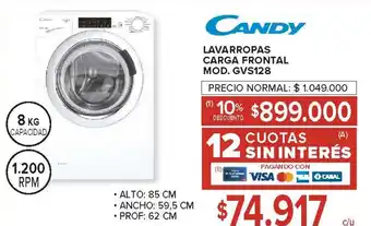 Carrefour Candy lavarropas carga frontal oferta