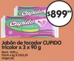 Supermercados Buenos Días Cupido jabón de tocador tricolor oferta