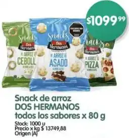 Supermercados Buenos Días Dos hermanos snack de arroz todos los sabores oferta