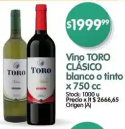 Supermercados Buenos Días Toro clásico vino blanco o tinto oferta