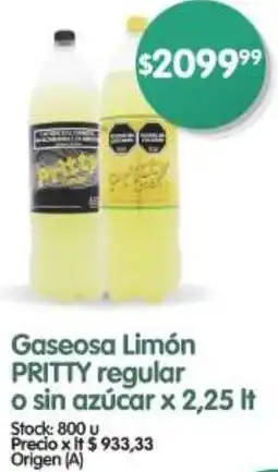 Supermercados Buenos Días Pritty gaseosa limón regular o sin azúcar oferta