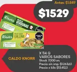 Supermercados Tadicor Knorr caldo varios sabores oferta