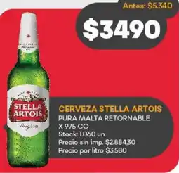 Supermercados Tadicor Cerveza stella artois pura malta retornable oferta