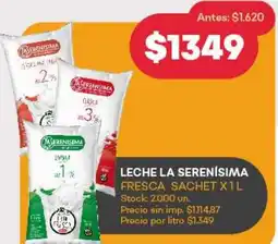 Supermercados Tadicor Leche la serenisima fresca sachet oferta