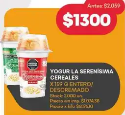 Supermercados Tadicor Yogur la serenísima aserenisima cereales oferta