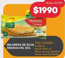 Supermercados Tadicor Milanesa de soja granja del sol oferta