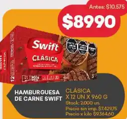 Supermercados Tadicor Hamburguesa clásica de carne swift oferta