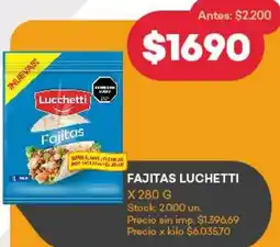 Supermercados Tadicor Fajitas luchetti oferta