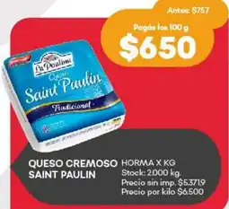 Supermercados Tadicor La paulinu queso cremoso horma saint paulin oferta