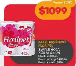 Supermercados Tadicor Floripel papel higiénico simple hoja oferta